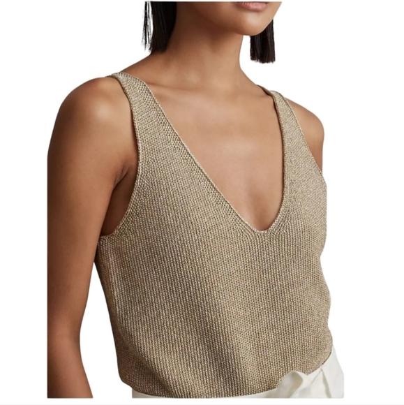 Anne Klein Tops - Anne Klein Metallic Knit Tank Top Size M Gold